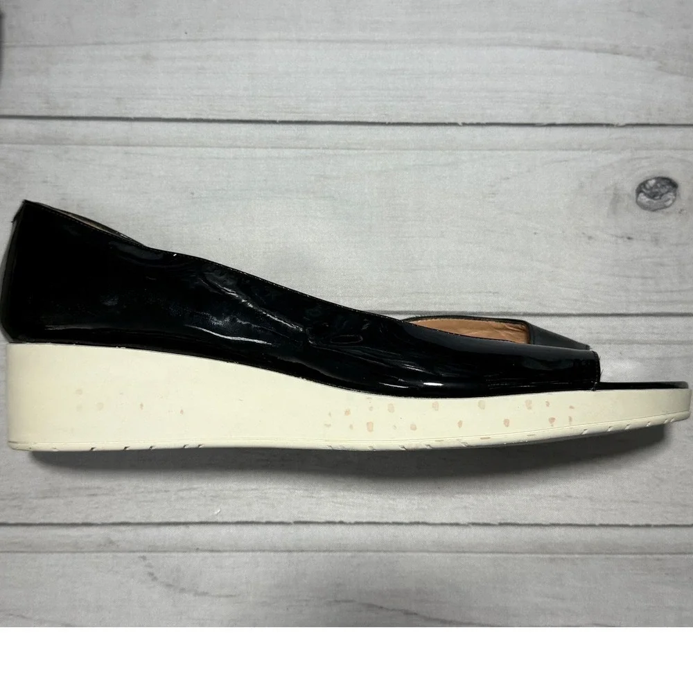 Robert Clergerie Wedge Sandals Women 41.5 US 11 Black Patent Leather France